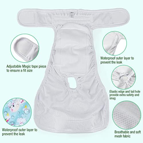 Pet Soft Female Dog Diapers, 3Pack Washable Dog Diapers Female for Dogs in Heat Reusable Dogs Period Panties, Puppy Diaper (Animals, S)
