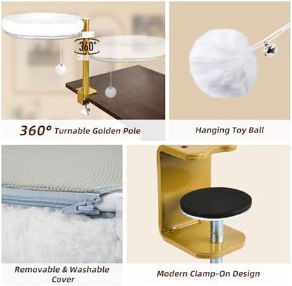 Cat Desk Bed Clamp-On Hammock, 360 Rotating Perch for Desk, Chair & More