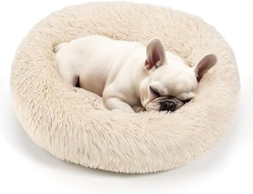 Hoewina Dog & Cat Bed, 20in Cat Beds for Indoor Cats (Light Brown)