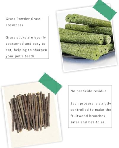 Rabbit Chew Toys Cleans The Mouth, Guinea Pig Chew Toy Protect Teeth, Apple Sticks Timothy Grass Sticks Bamboo Sticks for Rabbits Rabbit Chews Helps Digestion Chinchilla Treats