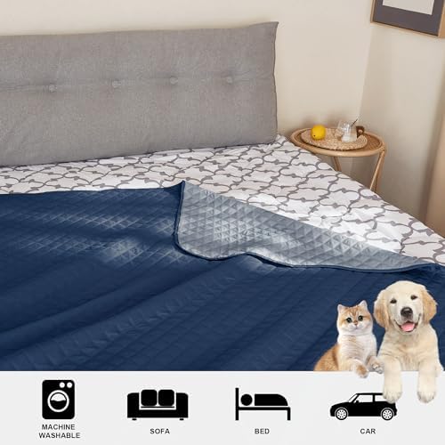 NICETOWN Couch Cover, Sofa Covers for Large Dogs, Pets Dog Furniture Cover Protector, Reversible and Water Resistant, 82" Wide x 82" Long, 1 Panel, Navy/Stone Blue