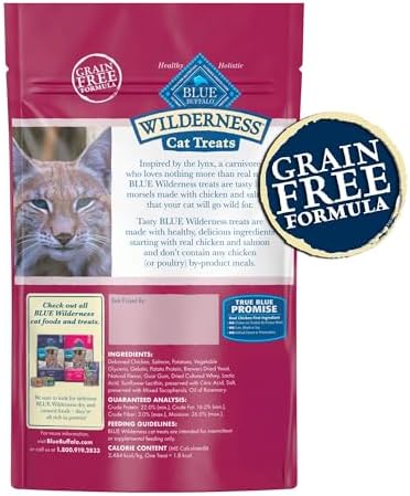 Blue Buffalo Wilderness Grain Free Soft-Moist Chicken & Salmon Cat Treats,2-oz. Bag,(Pack of 2)