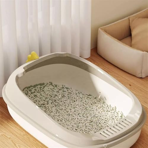 Litter Box, Durable Open Cat Litter Box with Scoop,Anti Splash Pet Tray Cat Litter Box(Blue)
