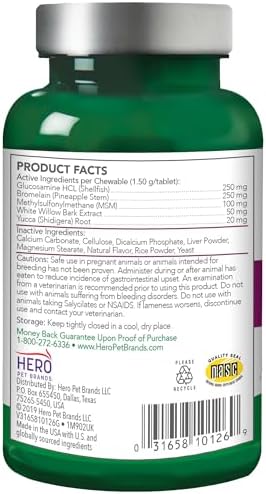 Vet's Best Hip & Joint Supplement for Dogs, Glucosamine, 50 Chew Tablets
