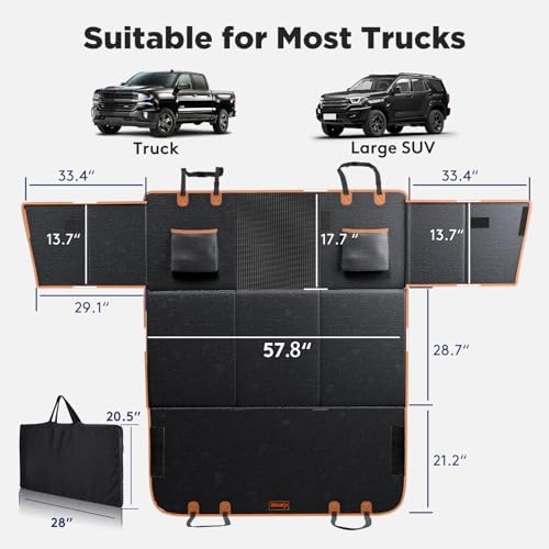 FURTIME XL Back Seat Extender for Dogs, Hard Bottom Seat Cover for Truck