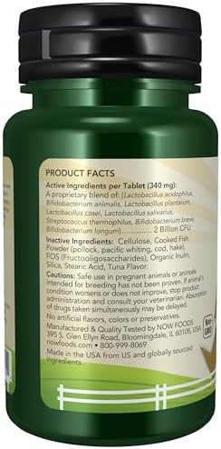 NOW Pet Health, G.I. Support Supplement, Formulated for Cats & Dogs, NASC Certified, 90 Chewable Tablets