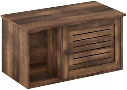 Furinno PELI Farmhouse Style Cat Litter Box Enclosure, Rustic Brown