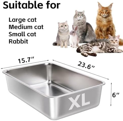 Stainless Steel Litter Box Big Cats,Metal Litter Box for XL/L Cat