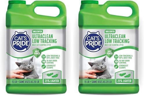 Cat's Pride Max Power: UltraClean Low Tracking Multi-Cat Clumping Litter - Keeps Paws & Home Clean - Up to 10 Days of Powerful Odor Control - 99% Dust Free - Unscented,15 Pounds,(Pack of 2)