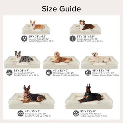 INVENHO L Plus Orthopedic Dog Bed for Large Dogs, Washable Dog Sofa with Egg-Crate Foam, Waterproof Lining and Non-Skid Bottom