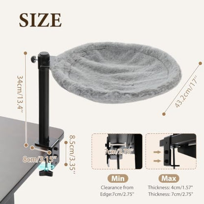 PAWZ Road Cat Desk Bed Hammock 360° Roataion & Height Adjustable, Gray
