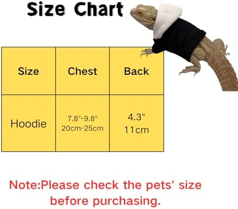 Lizards Clothes for Bearded Dragon Cotton Hoodies Leopard Gecko Costume, Reptile Hoodies Apparel for Skin Protection