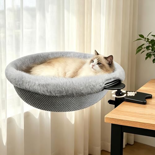 IPOW Heavy Duty 360°Rotating Cat Desk Bed Semi-Circular Cat Bed Hold Up to 40lb