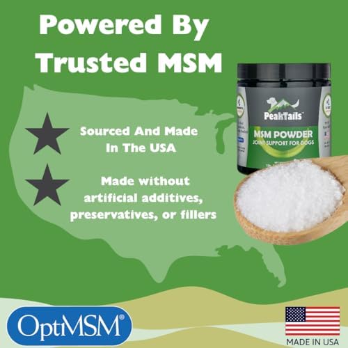 KALA HEALTH PeakTails Pure MSM Powder for Dogs, US-Sourced MSM, 1 lb