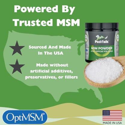 KALA HEALTH PeakTails Pure MSM Powder for Dogs, US-Sourced MSM, 1 lb