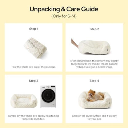 Bedsure Washable Fluffy Cute Dog Beds for Small & Medium Dogs, 25in Cream