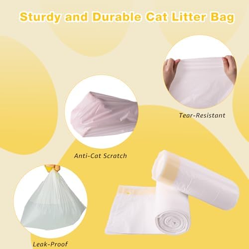 Litter Box Liners 20 Count, 37" x 18" Jumbo 3MIL Thicken Cat Litter Bags Tear Resistant Disposable Cat Litter Liners for XL Stainless Steel Litter Box and Other Suitable Size Litter Box
