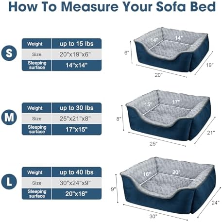 JOEJOY Rectangle Dog Bed for Large Medium Small Dogs Machine Washable Sleeping Dog Sofa Bed Non-Slip Bottom Breathable Soft Puppy Bed Durable Orthopedic Calming Pet Cuddler, Multiple Size, Navy Blue