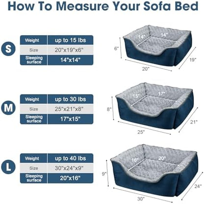 JOEJOY Rectangle Dog Bed for Large Medium Small Dogs Machine Washable Sleeping Dog Sofa Bed Non-Slip Bottom Breathable Soft Puppy Bed Durable Orthopedic Calming Pet Cuddler, Multiple Size, Navy Blue