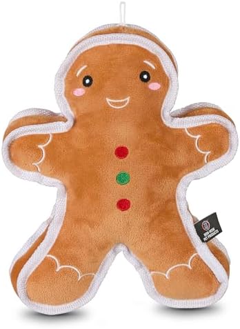 Bow Wow Pet Holiday Gingerbread Gusset Squeaky Plush Dog Toy