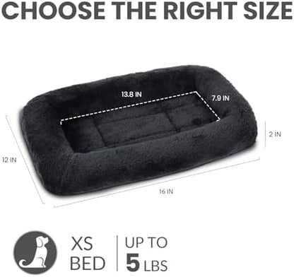 Patas Lague Small Dog Bed Bolster Pet Crate Mat 16''x12'' Black