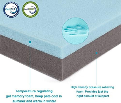 Jumbo Human Dog Bed, Orthopedic Memory Foam Pet Mat, Washable Dog Crate Bed with Cooling Gel, Removable Cover & Waterproof Lining