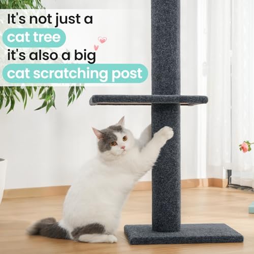 Max & Marlow 95-108" Floor to Ceiling Cat Tree for Indoor Cats, Dark Grey