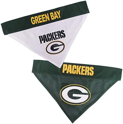 Pets First NFL DOG BANDANA - GREEN BAY PACKERS REVERSIBLE PET BANDANA. 2 Sided Sports Bandana with a PREMIUM Embroidery TEAM LOGO, Large/X-Large. - 2 Sizes & 32 NFL Teams available (GBP-3217-L-XL)