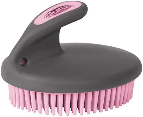 Weaver Equine Palm-Held Fine Curry with Small Rubber Bristles, Gray/Pink