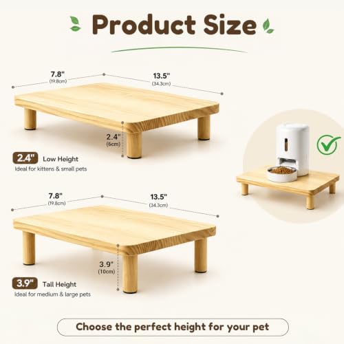 Elevated Cat Food Stand for Automatic Feeders, 13.5 x 7.8, 2 Pack