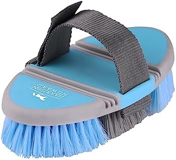 Harrison Howard Flexible Finish Horse Grooming Brush - Bendable, Comfortable Hold, Light Blue
