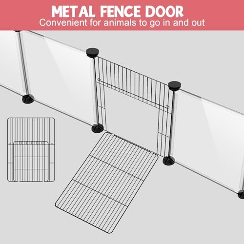 VISCOO 32 Panels Small Animals Playpen,48"x32"x24"Transparent Pet Playpen