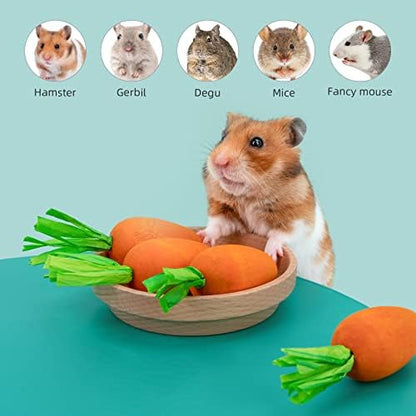Niteangel Hamster Chew & Decor Toys: Pack of 6 Carrot-Shape & Beech Wood