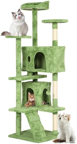 FDW | 70" Cat Tree Tower | Green | Multi-Level Indoor Activity Center