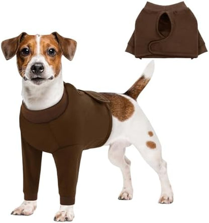 Queenmore Recovery Sleeve for Dogs Front Leg, Dog Recovery Sleeves, Dog Surgical Recovery Suit Female, Pet Elbow Protector Cone Collar Alternatives, Brown, XS