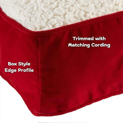 Buster Deluxe Reversible Pillow Style Sherpa Dog Bed, Red, Large (48 x 36 in.)