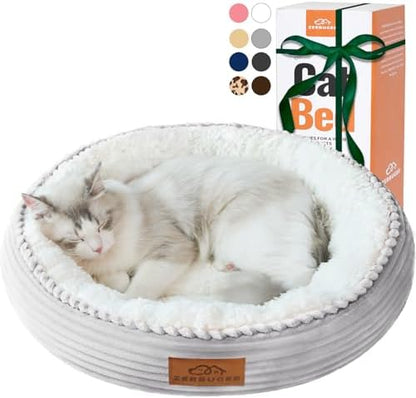 Zerbuger 20in Light Grey Round Dog Bed Sofa for Dogs Cats, Machine Washable