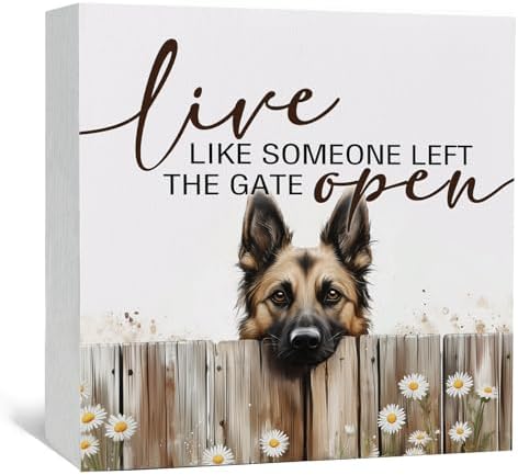 Live like Someone Left the Gate Open Belgian Malinois Wooden Signs,Farm Cottagecore Animal Office Kitchen Bedroom Decor,Rustic Farmhouse Home Decor Signs,Belgian Malinois Gifts for Women