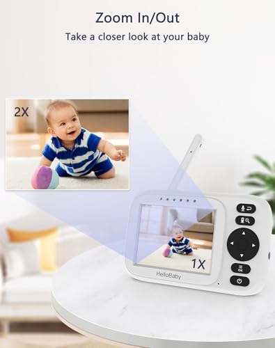 HelloBaby Baby Monitor with 2 Cameras 3.2" Screen, No WiFi, USB Cable