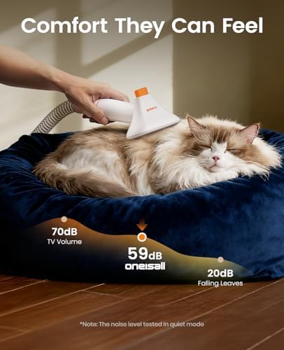 oneisall Dog Grooming Vacuum - 15000Pa Suction, Captures 99% Pet Hair to Reduce Shedding, Dog Grooming Clippers & Quiet Brush (≤59dB) with 4 Accessories, 2L Dust Canister for Home Cleaning（Orange）