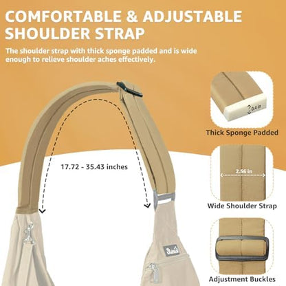 SlowTon Dog Carrier Sling - Thick Padded Shoulder Strap Adjustable, Brown M