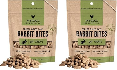 Vital Essentials Freeze Dried Raw Cat Treats, Rabbit | Bites | 0.9 oz | Pack of 2