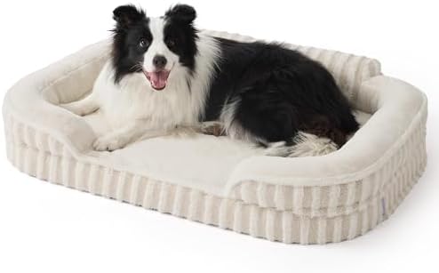 LE SURE Cute Cozy High Back Orthopedic L Plus Dog Bed,38" Beige