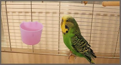 10 Pack Cage Cups Birds Feeders Seed Bowl Chicken Feeding Watering Dish Rabbit Water Food Hanging Wire Cages Box 8oz Coop Cups for Pet Parrot Parakeet Gamefowl Poultry Pigeon (Pink)