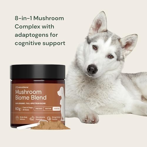 Animal Biome Organic Mushroom Powder for Dogs & Cats, Easy Food Topper 60g