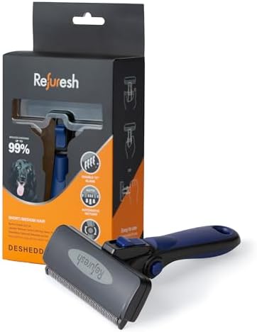 Deshedding Dog Brush for Short/Medium Hair (Large,Blue) – Gentle Deshedding tool for Dogs & Cats – Reduces shedding, without damaging topcoat. Removes Loose Fur & Dead Undercoat.