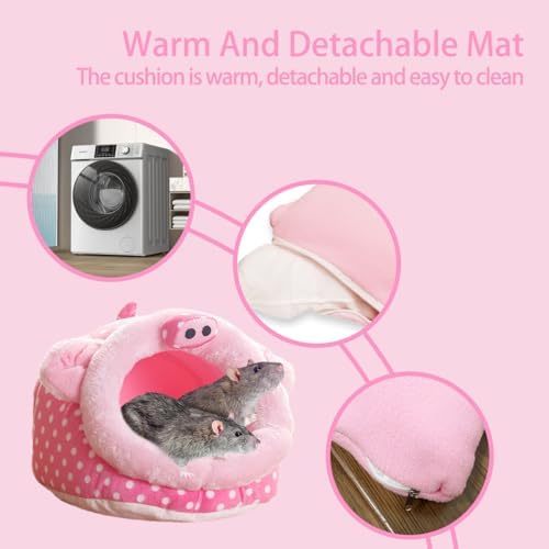 EAEDMY Guinea Pig Bed House & Hideout for Rat Bearded Dragon Hedgehog Ferret to Sleep and Hide, Guinea Pig Cage Accessories Habitat Décor (X-Large, 3.Pig)