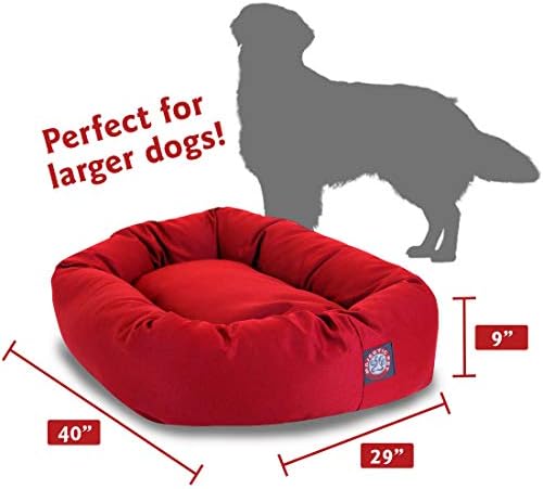 Majestic Pet Bagel Calming Dog Bed, 40 Inch Large, Round, Washable, Red