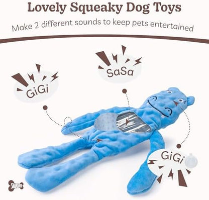 SHARLOVY No Stuffing Dog Toys Squeaky for Large Dogs, Crinkle Puppy Teething Toys to Keep Them Busy, Plush Interactive Doggie Long Lasting Chews for Aggressive Chewers