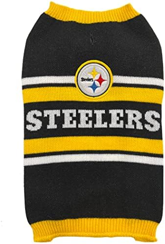 Pets First NFL Pittsburgh Steelers Dog Sweater, Size Extra Small. Warm and Cozy Knit Pet Sweater with NFL Team Logo, Best Puppy Sweater for Large and Small Dogs, Team Color (PIT-4179-XS)
